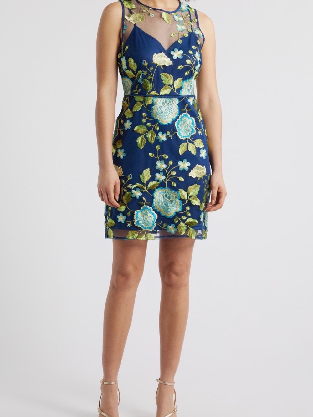 Sam Edelman Navy Blue Floral Embroidered Sheath Dress Size 2 NWT